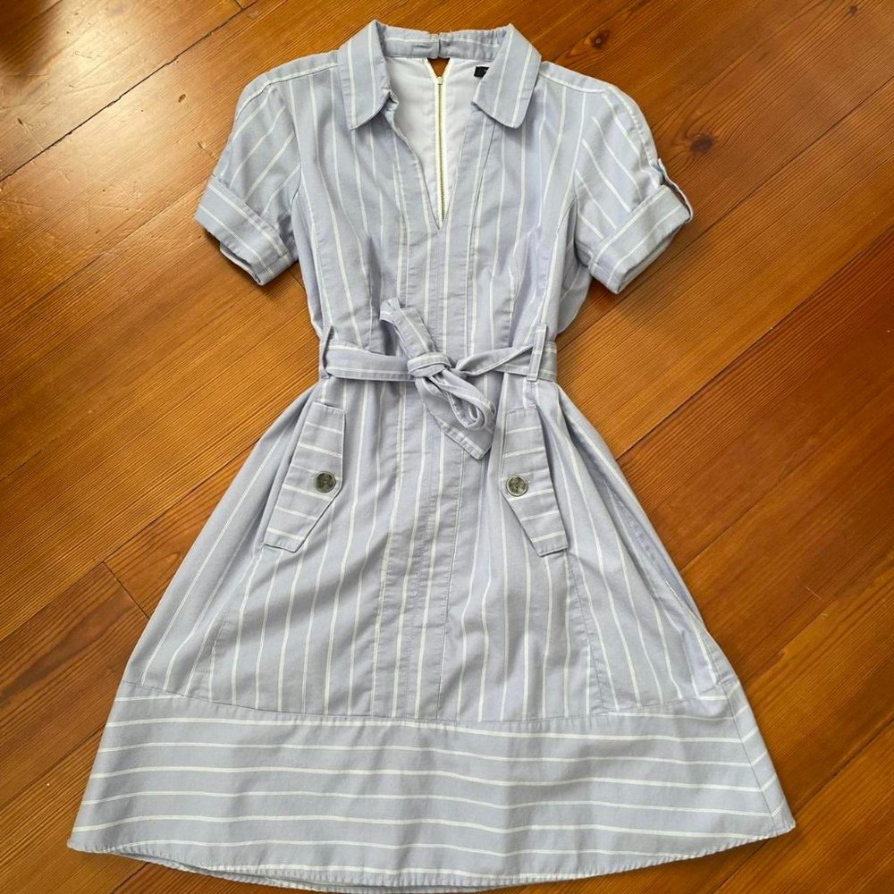 NANETTE LEPORE cottagecore retro V neck midi dress- zip up back tie belt pockets